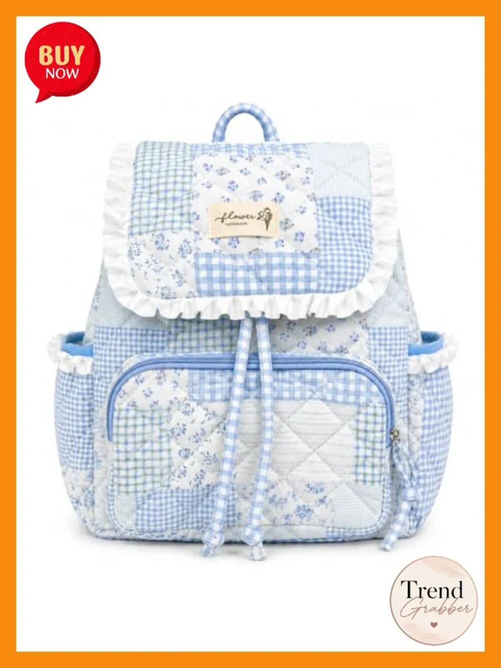 Quilted Cotton Mini Backpack Purse for Women, Cute Floral Drawstring Daypack